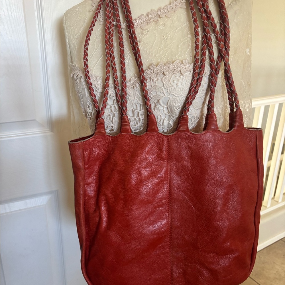 Latico Elegant Red Leather Tote Bag